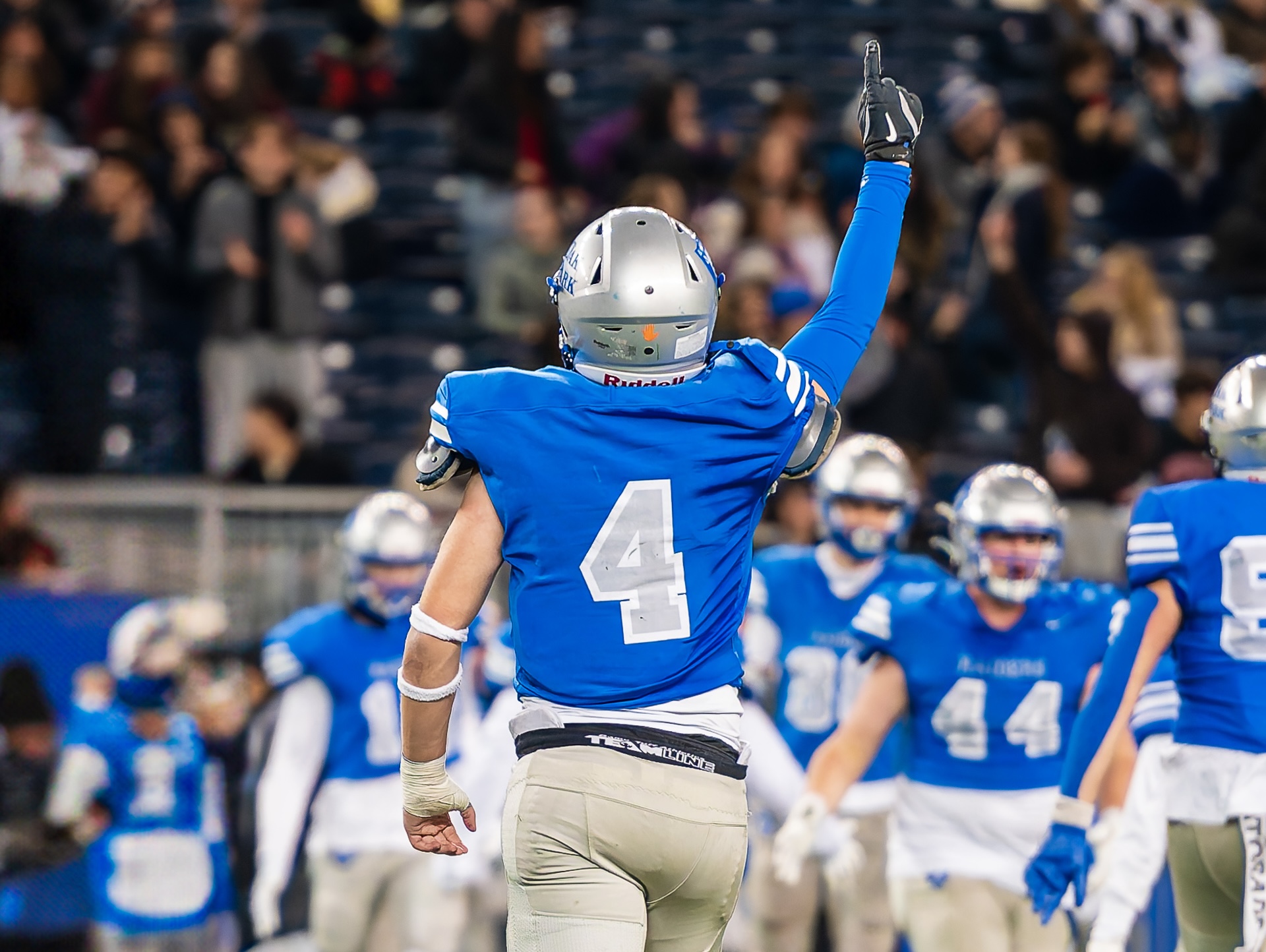 Celebrating after a fumble recovery